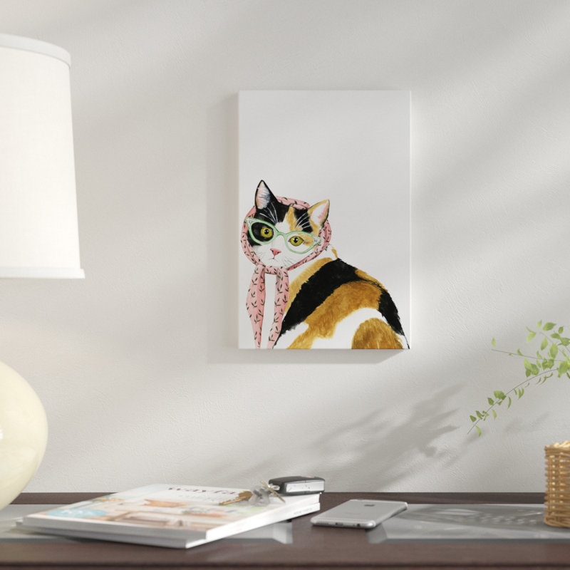 « cool cat i », impression sur toile, H 12 po x l 8 po x P 0,75 po, Pas de tapis, Toile tendue