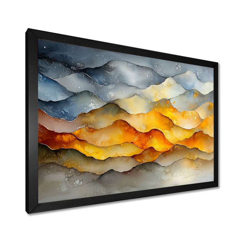 «Structured Waves Chaos In Motion I», art mural géométrique abstrait, Reproduction encadrée d'une seule photo, Noir