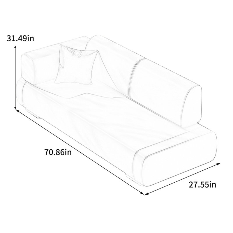 Chaise longue en similicuir de style moderne, Orienté à gauche (vu de face), Beige