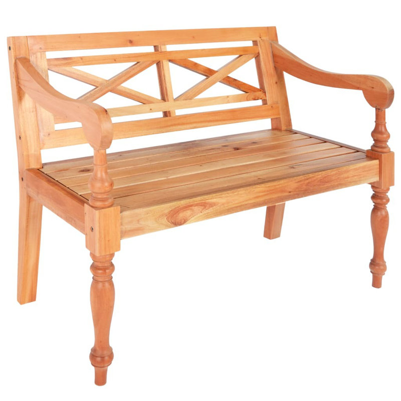 Dement Solid Wood Outdoor Bench, 82cm H x 98cm W x 50cm D, Light Brown