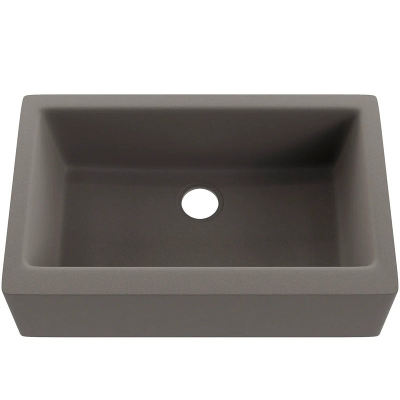 Single Bowl Farmhouse Granite Composite Kitchen Sink, Ash