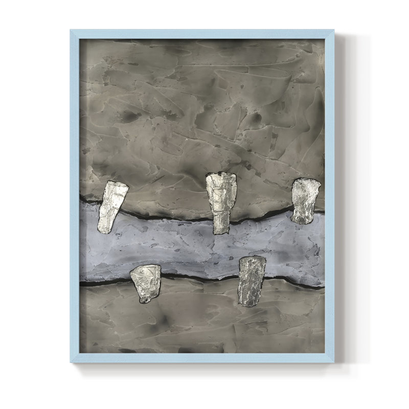«Stonemasonry I», reproduction encadrée - bois massif, H 30 po x l 24 po, Bleu