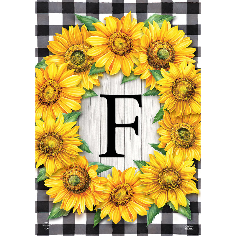 Drapeau de jardin tournesols monogramme F