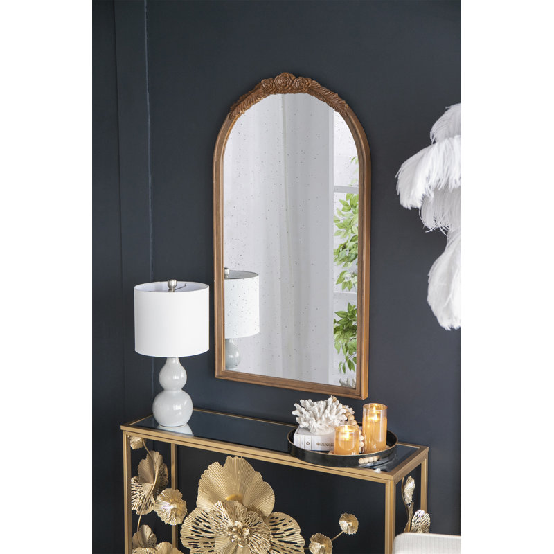 Cadre de miroir antique rose sculpté à la main 23 po x 42 po, Brun, 41,9 po x 22,8 po