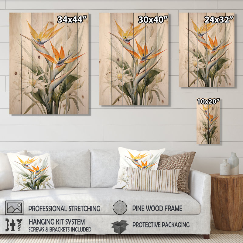 Myrtille - Décoration murale en bois floral sur bois de pin naturel, H 40 po x l 30 po