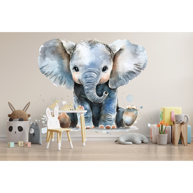 Art mural éléphanteau, chambre de bébé éléphant, aquarelle, art éléphant 160Mv, H 24 po x l 13 po