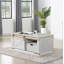Table basse de salon de style rustique blanc antique 1 pièce avec tablettes ouvertes
