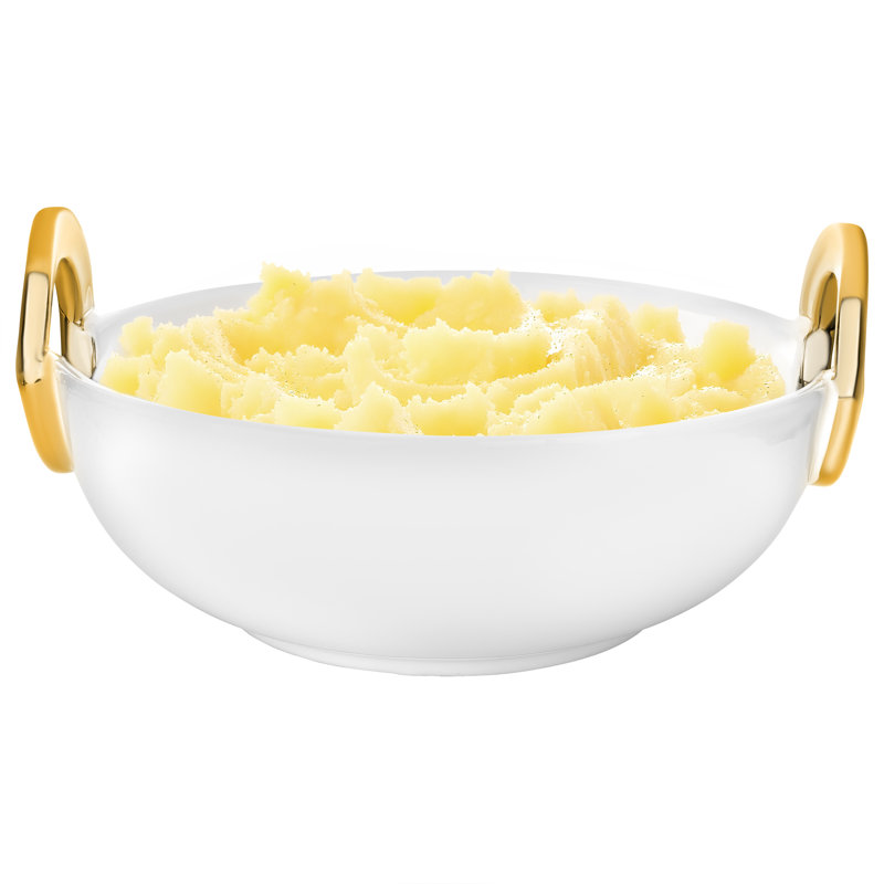 10.75" Ceramic Bowl With Gold Loop Handle