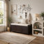 Banc de rangement avec 3 portes en forme de volet, banc à chaussures avec coussin amovible et espace de rangement caché-1302705804