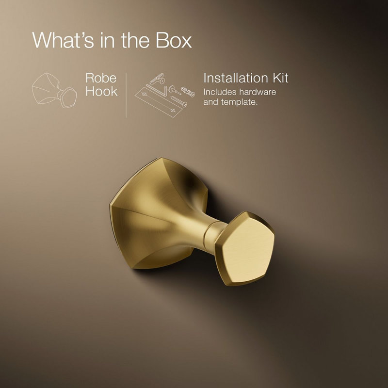Occasion® Wall Mounted Robe Hook, Vibrant Brushed Moderne Brass