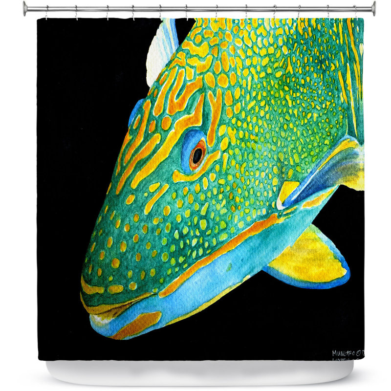 Rideau de douche simple perroquet fish Hulsey