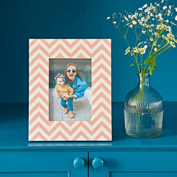Pink/White Solid Wood Picture Frame, 12.7cm x 17.78cm