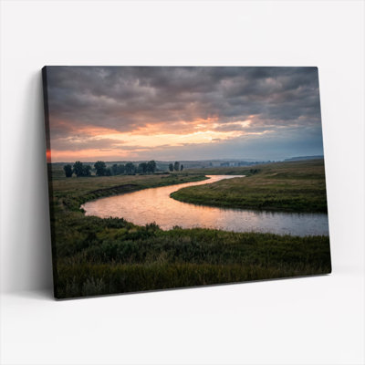 Coucher de soleil sur la rivière, ensemble de 1 reproduction d'art sur toile