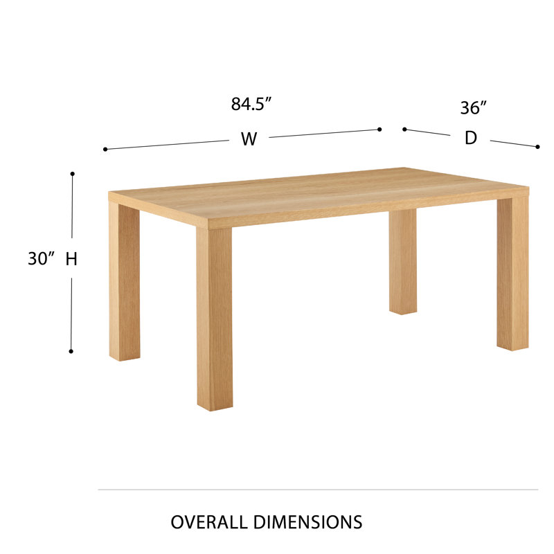 Table de salle à manger 84 "et bancs 57" en chêne Carson (2) en chêne, Jaune