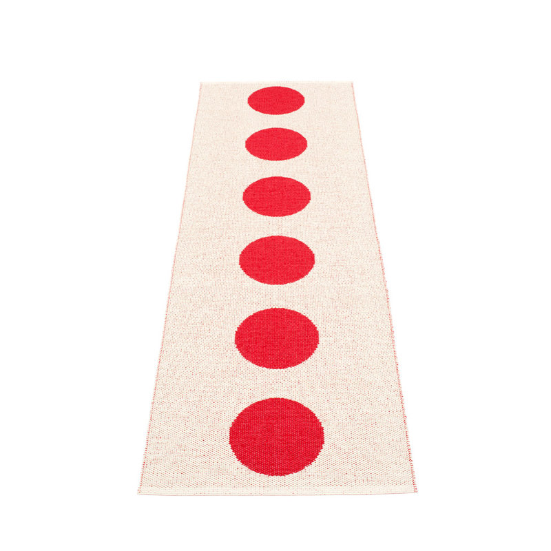 Vera Polka Dots Area Rug in Red/Off-White, Runner 2'3" x 7'6"