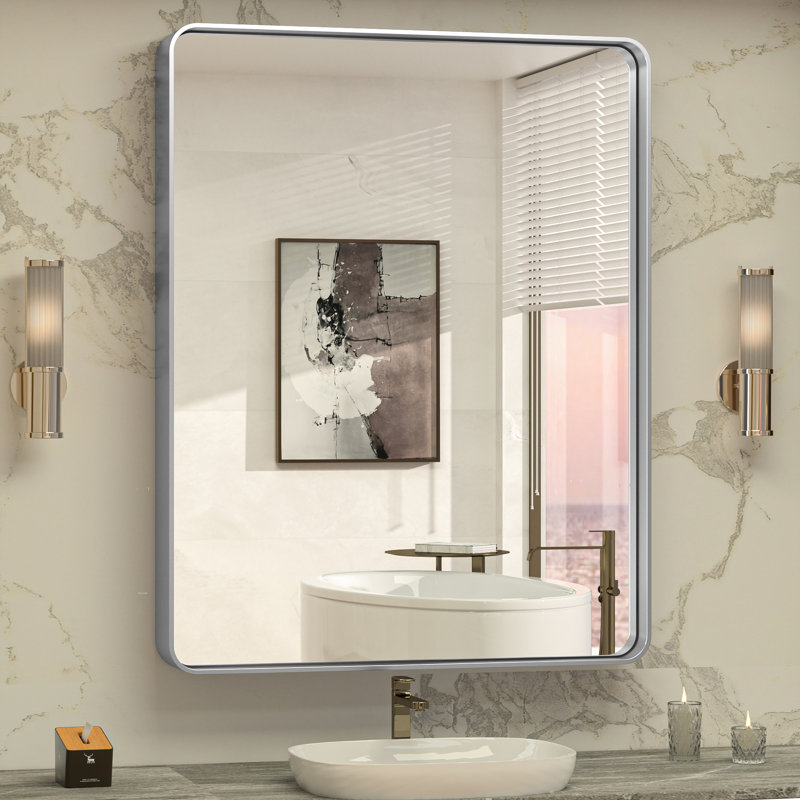 Miroir mural Brayner, 30 po x 36 po, Argent