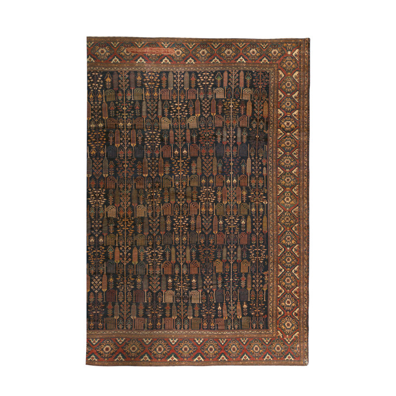 Tapis ivoire et doré de haute qualité noué à la main