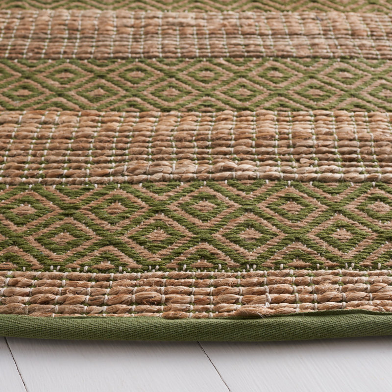 Sottile Geometric Flatweave Green/Natural Area Rug, Rectangle 5' x 8'