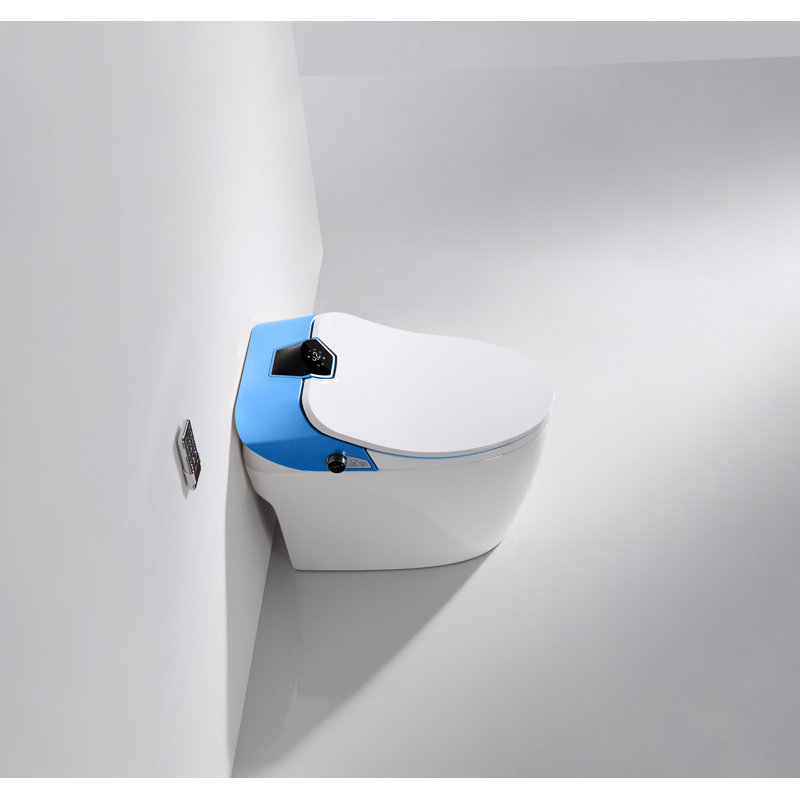 Siège de toilette une pièce allongé 1,28 GPF, Bleu / blanc