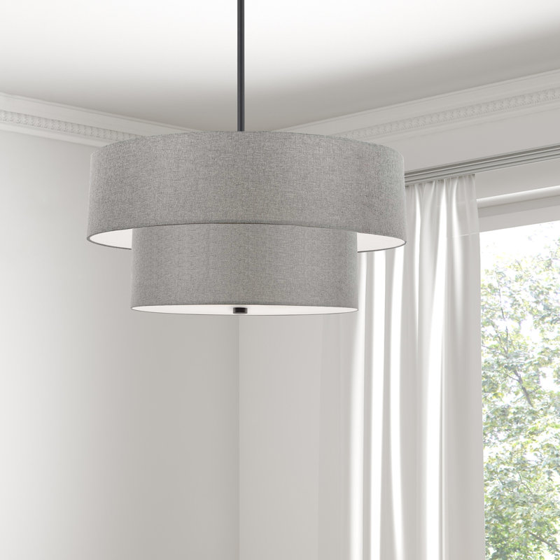 Luminaire suspendu incandescent 2 niveaux Absalat, Gris, Noir mat