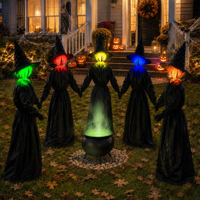 5 Pack Light Up Holding Hands Witch Halloween Yard Decorations
