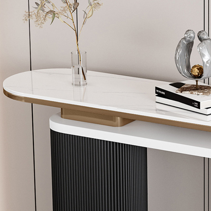 Console moderne et simple, H 33,5 po x l 47,2 po x P 13,8 po, Noir / Blanc / Doré