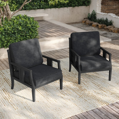 Louque 27.1" W Solid Wood Teak Outdoor Lounge Chair With Cushion