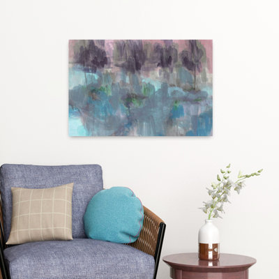 Tree Park Light Blue 1 Piece Wrapped Canvas Wall Art