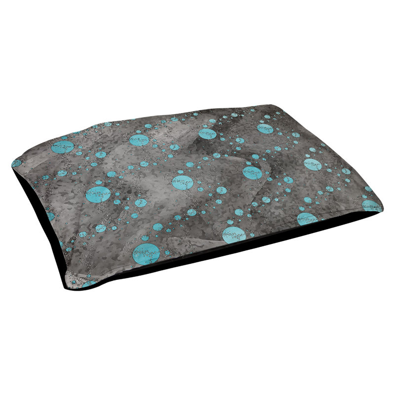 Coussin d'extérieur pour chien Byrge Planets Stars, Grand (l 42,5 po x P 32,5 po x H 14 po), Sarcelle / Noir