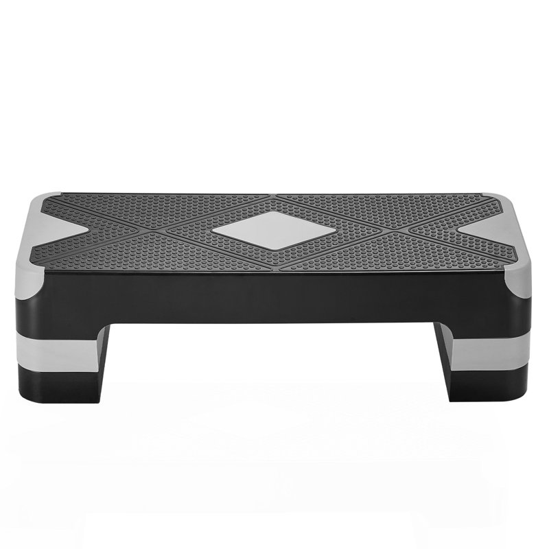 Aerobic Exercise Step Platform Height Adjustable Workout Stepper 4 Riser Gray, Gray