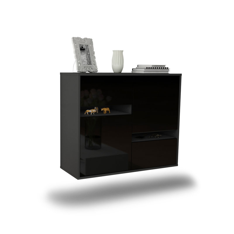 Schulman 92cm Sideboard, Anthracite/High Gloss Black