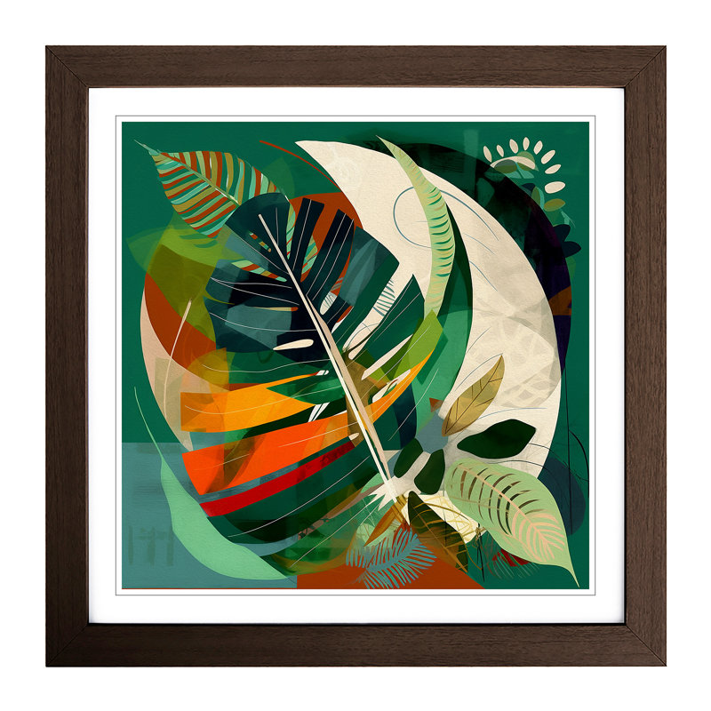 Tropical Leaf Constructivism No.2 - Framed Print, Walnut