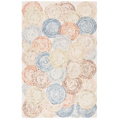 Staple Hill Geometric Handmade Tufted Wool/Cotton Ivory/Blue Area Rug -  Rosecliff Heights, ACB1DD6005DF4C7BBC62BE548191698D