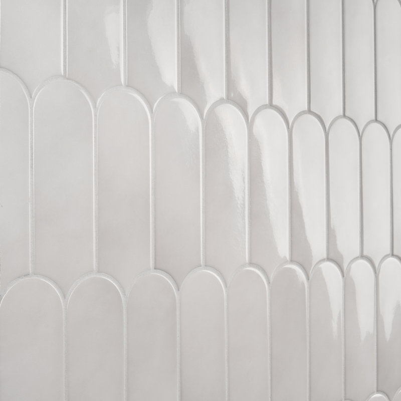Airy 2.83 in. x 7.67 in. Polished Ceramic Fishscale Wall Tile (5.15 Sq. Ft. / Case), Mist Gray