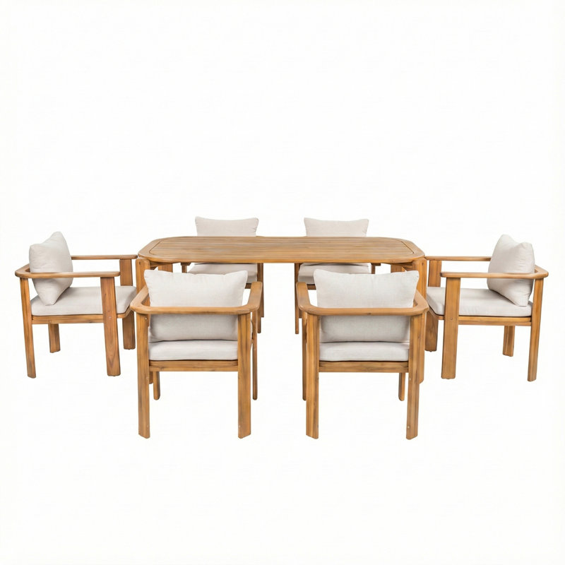 Outdoor Acacia Wood Dining Set With Cushion