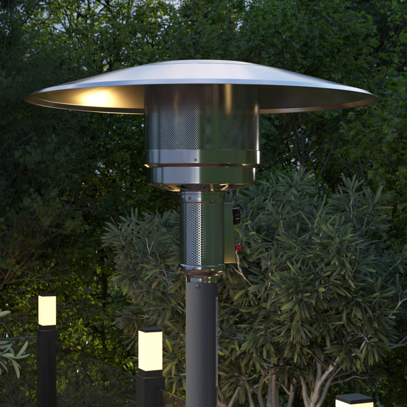 Slate Gray Stainless Steel 40,000 BTU Propane Patio Heater with Wheels