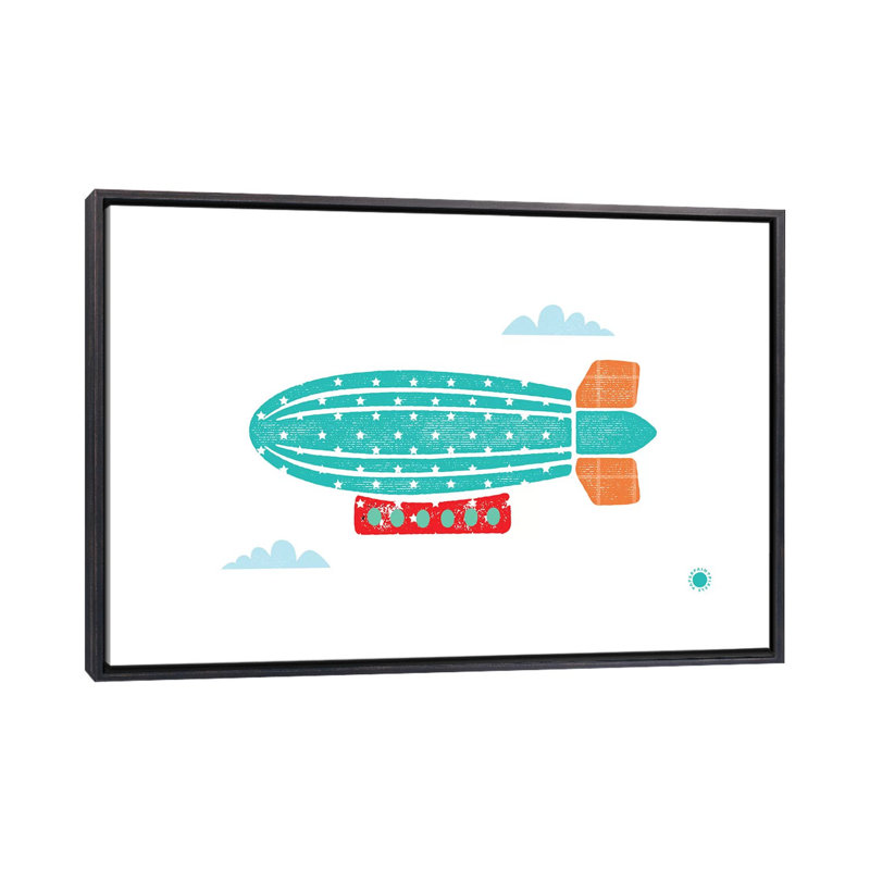 Zeppelin - imprimé, H 26 po x l 40 po x 1,5 po, Toile avec cadre noir patiné, Pas de tapis