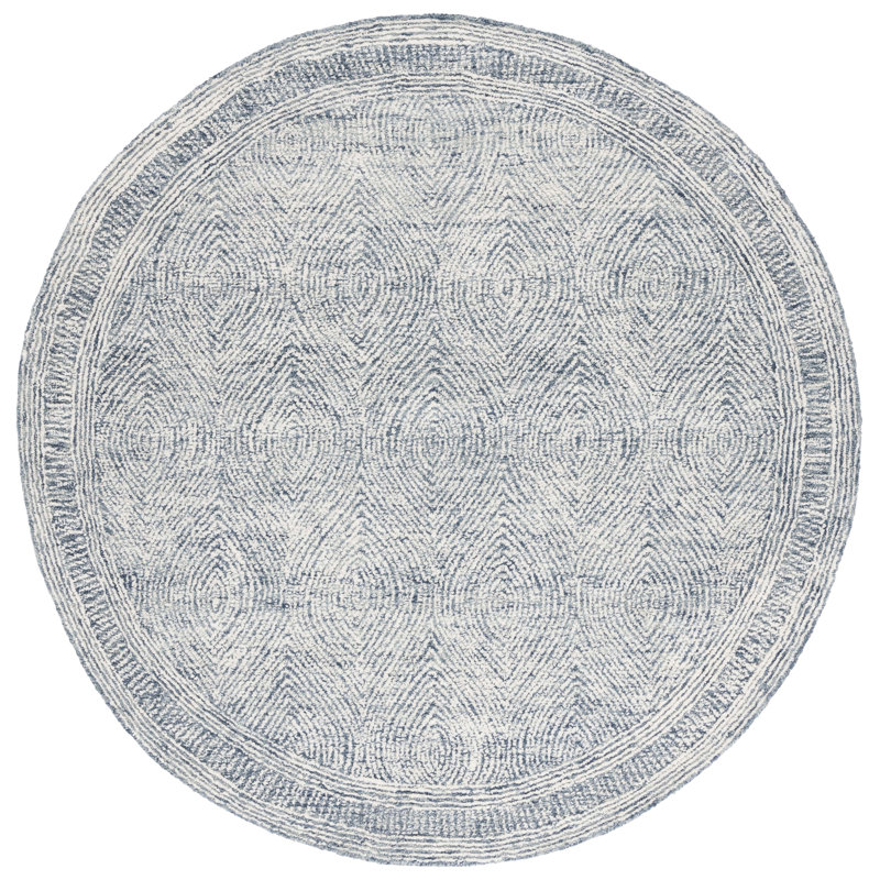 Radegund Abstract Hand Tufted Wool Geometric Rug, Round 6'