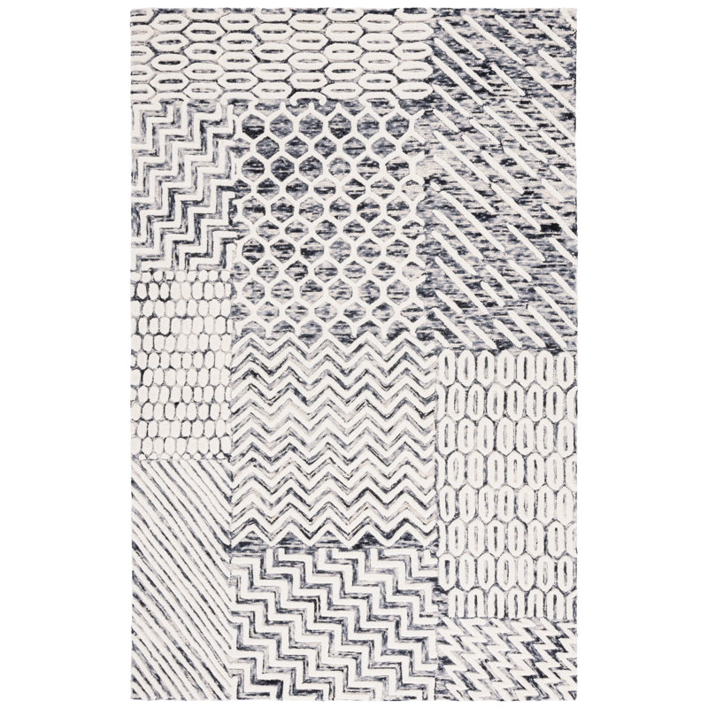 Tapis ivoire / noir Ebony 813, Rectangle 8 pi x 10 pi