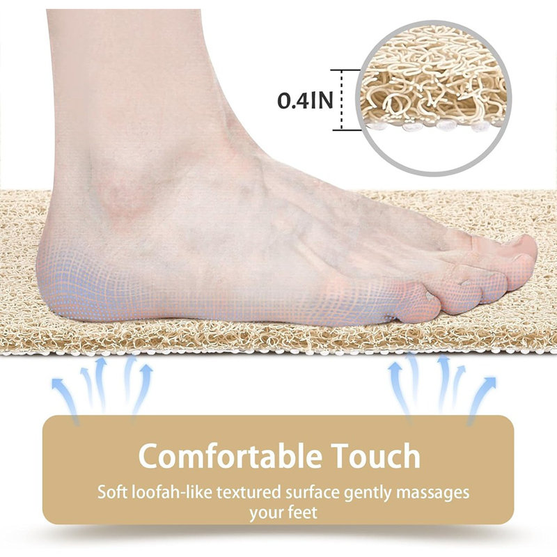 Tapis de douche antidérapant pour douche intérieure, 17 po x 30 po, antidérapant ...