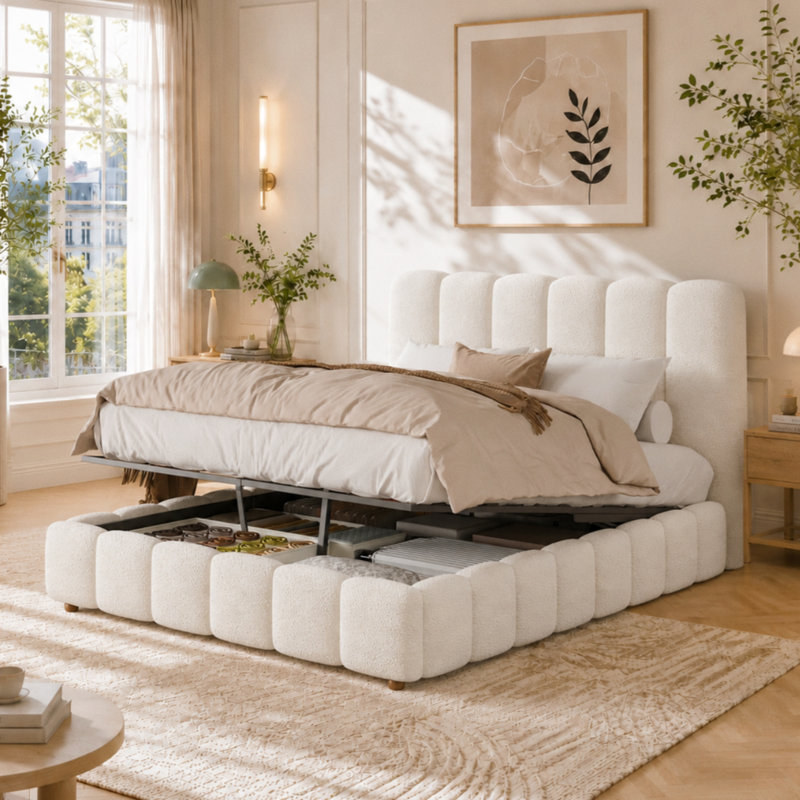 Upholstered Ottoman Storage Bed, Double (4'6)