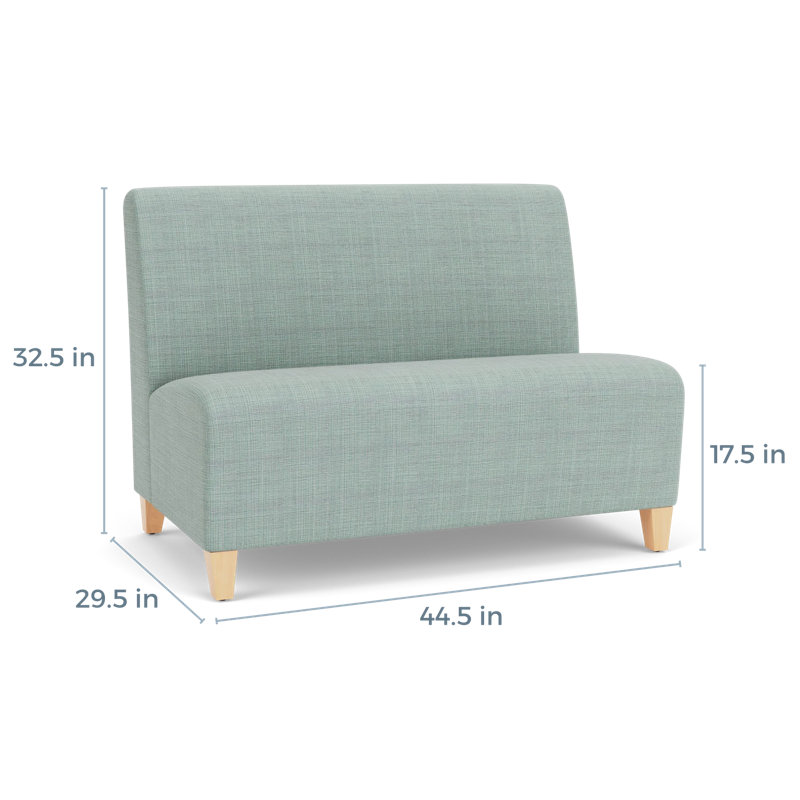 Ravenna Lounge Reception Armless Loveseat, Natural Wood, Chambray Seafoam