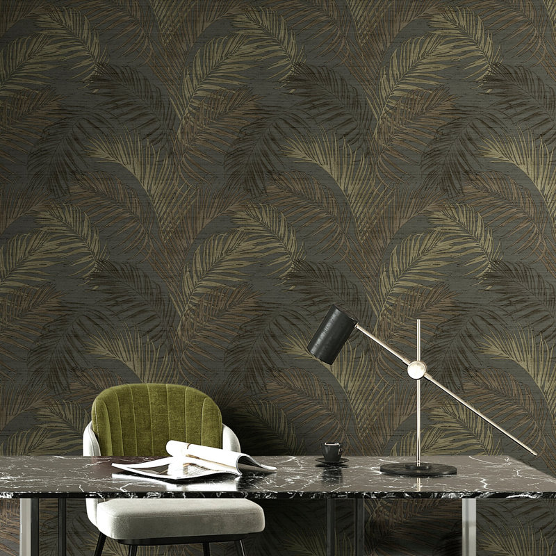 Palma 10.05m x 53cm Matte Wallpaper Roll, Black