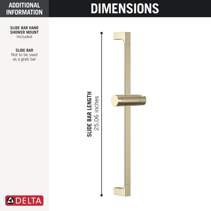 Delta 24-inch Adjustable Shower Slide Bar Polished Nickel, Lumicoat® Polished Nickel