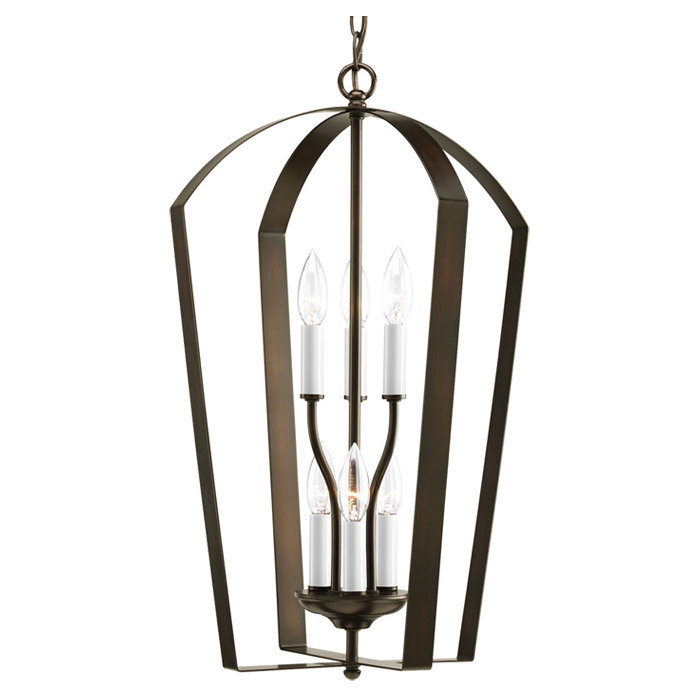 Lustre géométrique à 6 lumières Carilynn, Bronze antique