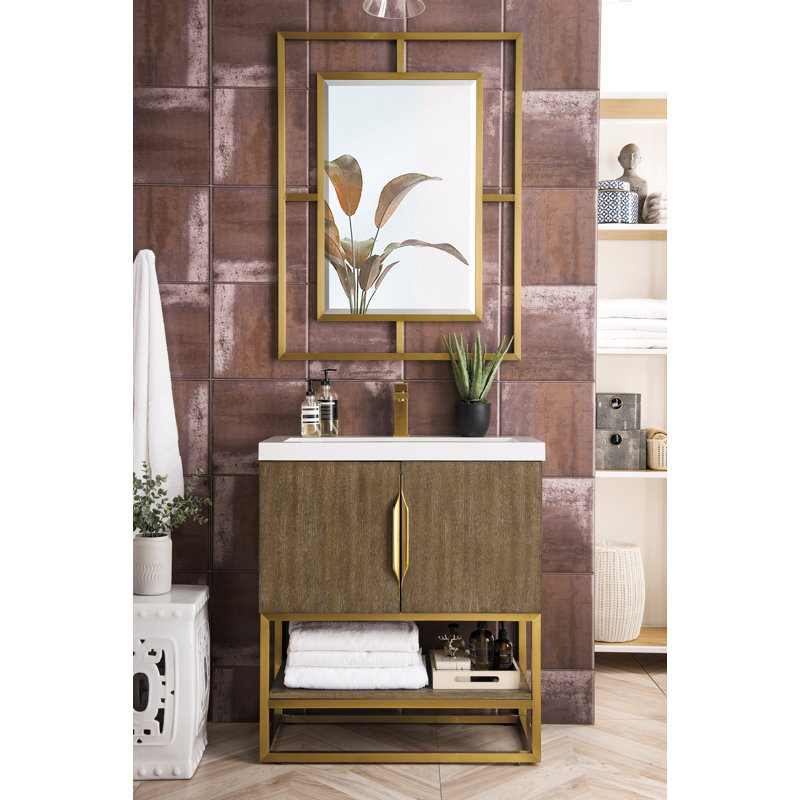 Columbia 31.5'' W Single Vanity, Radiant Gold, Latte Oak