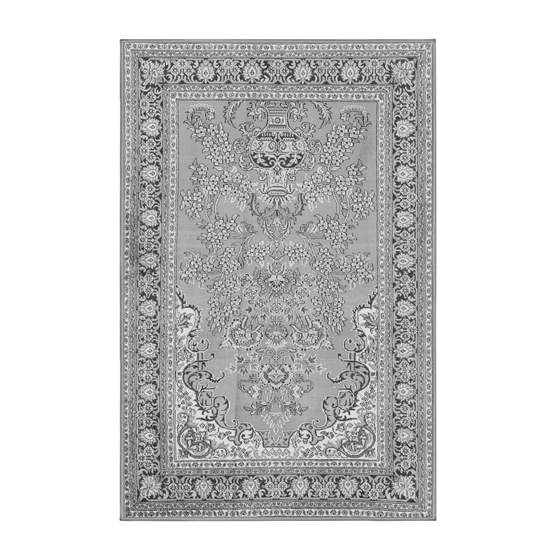 Tapis gris / noir / blanc en chenille tissé à la machine Madlena, Tapis de couloir 2 pi x 5 pi