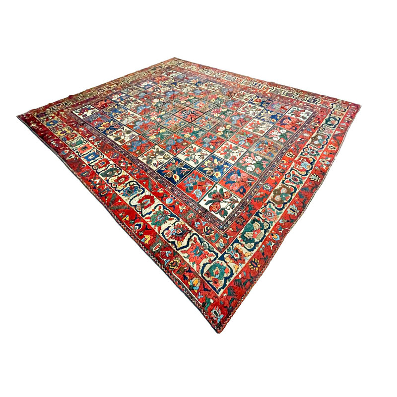 Tapis unique Oushak de style turc anatolien vieilli 10 pi 11 po x 12 pi 11 po One-of-a-Kind