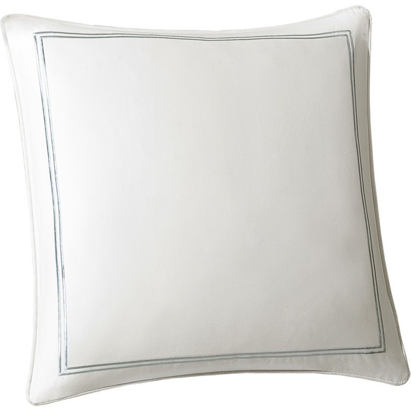 Ivory Cotton Satin Embroidered Euro Sham