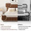 Structure de lit grand format avec tête de lit capitonnée verticale et pied de lit Design Conception moderne sur pied, aucun sommier requis, assemblage facile, profil bas, brun-1064014916-1064014917